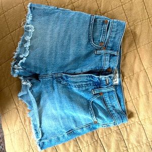 Denim shorts.